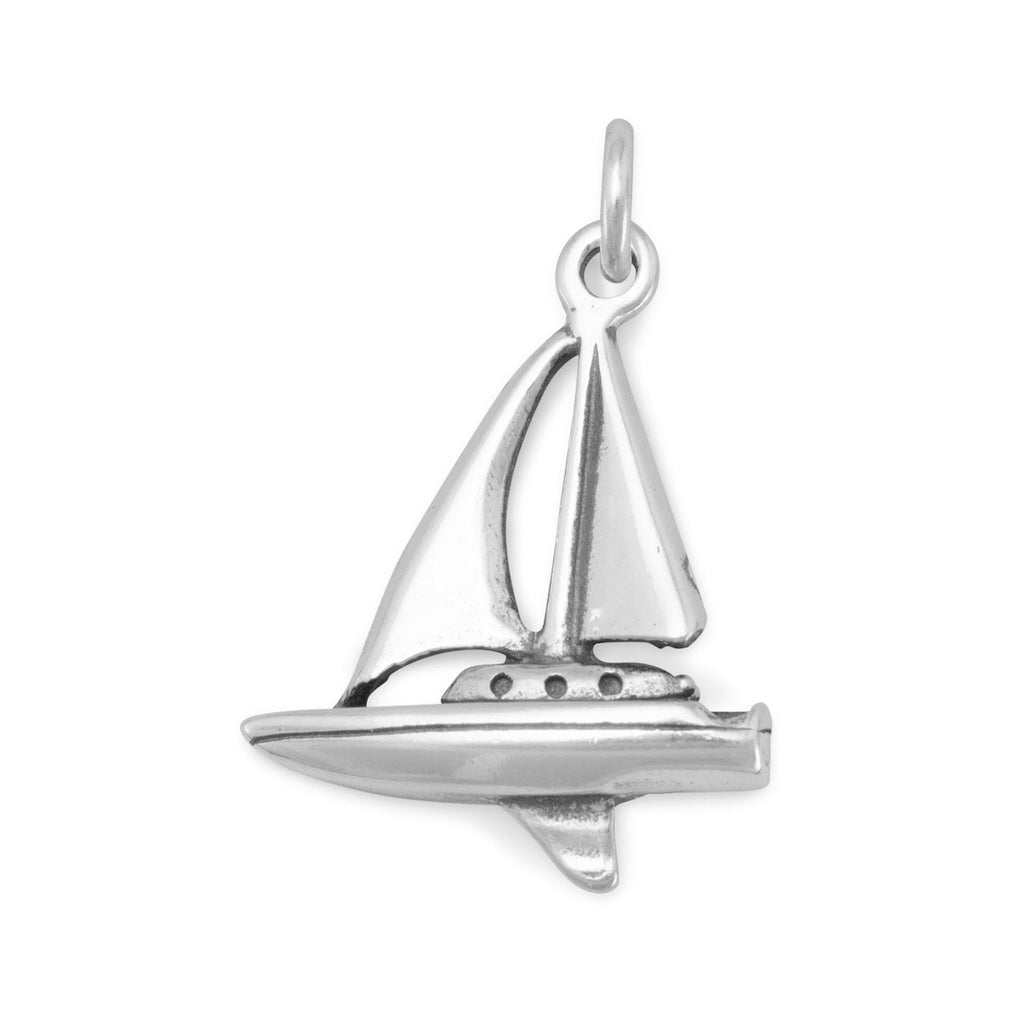 Oxidized 3D Sailboat Charm