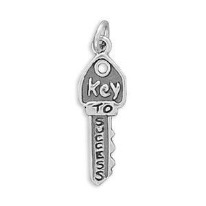 Oxidized 3D "Key To Success" Charm