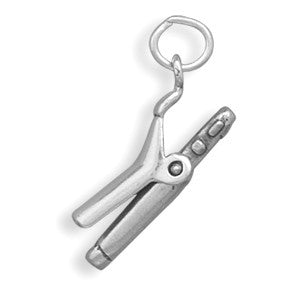 Oxidized 3D Movable Curling Iron Charm