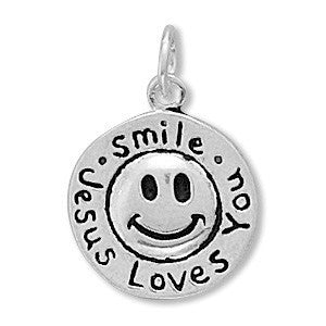 Oxidized "Smile Jesus Loves You" Charm