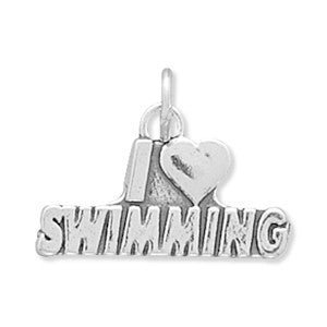 Oxidized I Love Swimming Charm