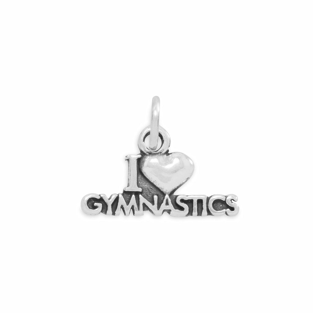 Oxidized I Love Gymnastics Charm