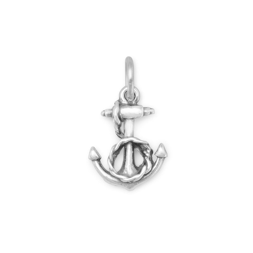 Oxidized 3D Anchor and Rope Charm