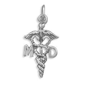 Oxidized Medical Doctor Caduceus Charm