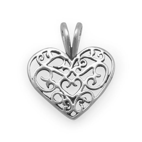 Oxidized Filigree Heart Charm