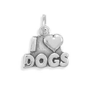 Oxidized I Love Dogs Charm