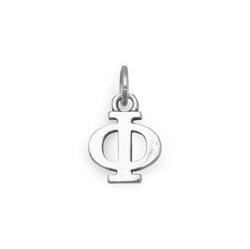 Oxidized Greek Alphabet Letter Charm - Phi