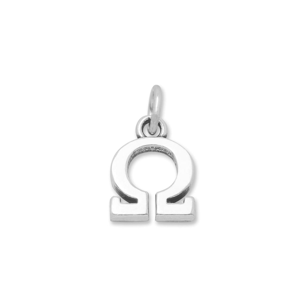 Oxidized Greek Alphabet Letter Charm - Omega