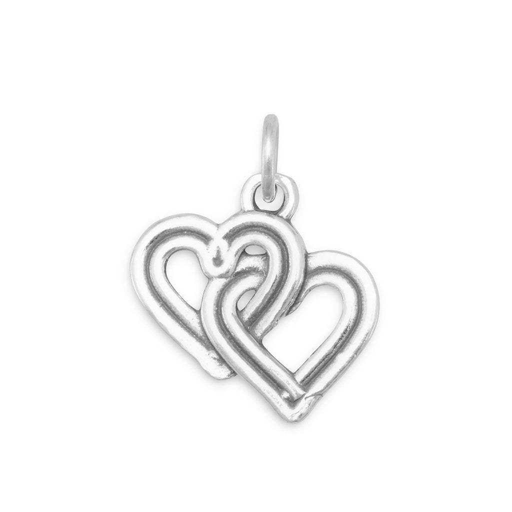 Oxidized Reversible Interwoven Hearts Charm