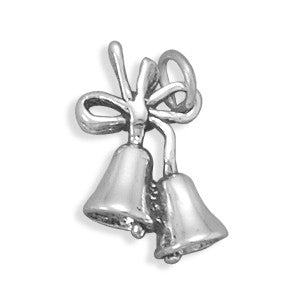 Oxidized 3D Silver Bells Charm