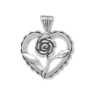 Oxidized Heart with Rose Charm