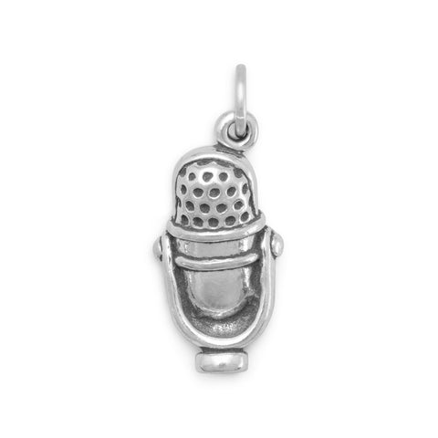 Oxidized 3D Vintage Style Microphone Charm