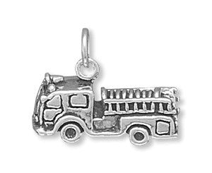 Oxidized 3D Fire Truck Charm