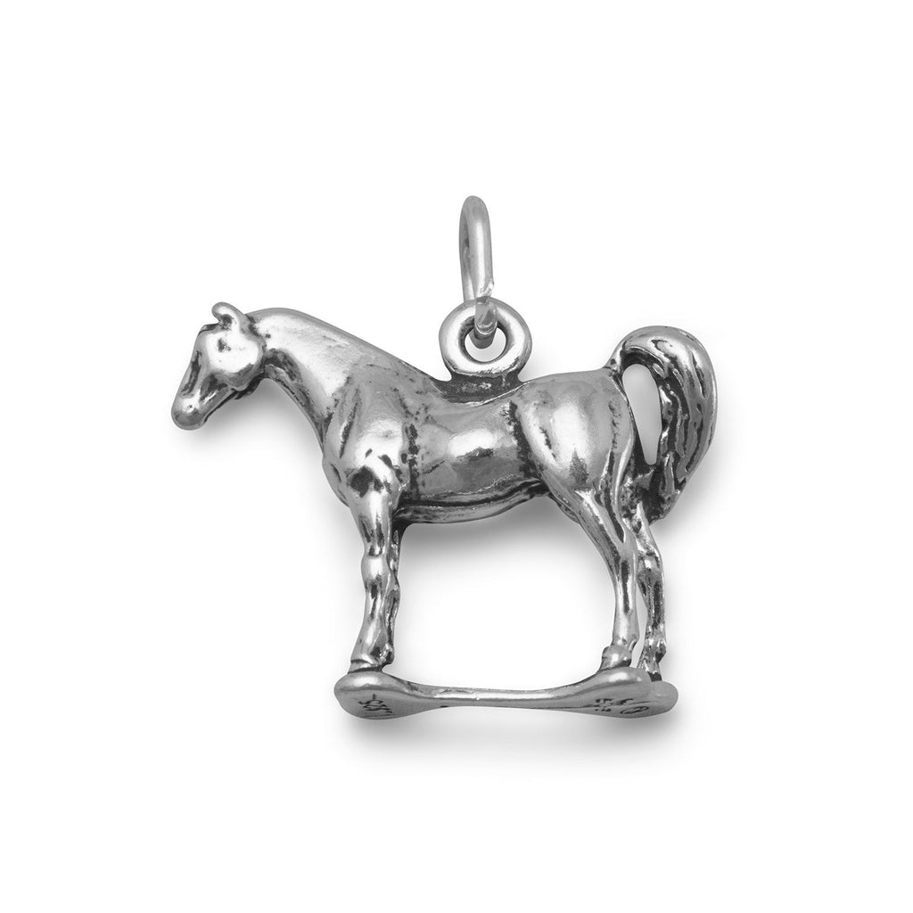 Oxidized 3D Standing Horse Charm