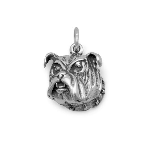 All Bark No Bite! Oxidized Bulldog Face Charm