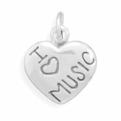 Oxidized "I Love Music" Heart Charm