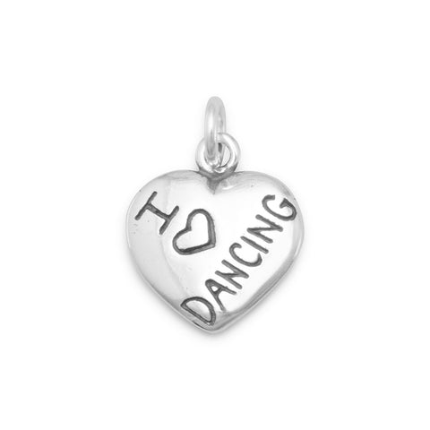 Oxidized "I Love DANCING" Heart Charm