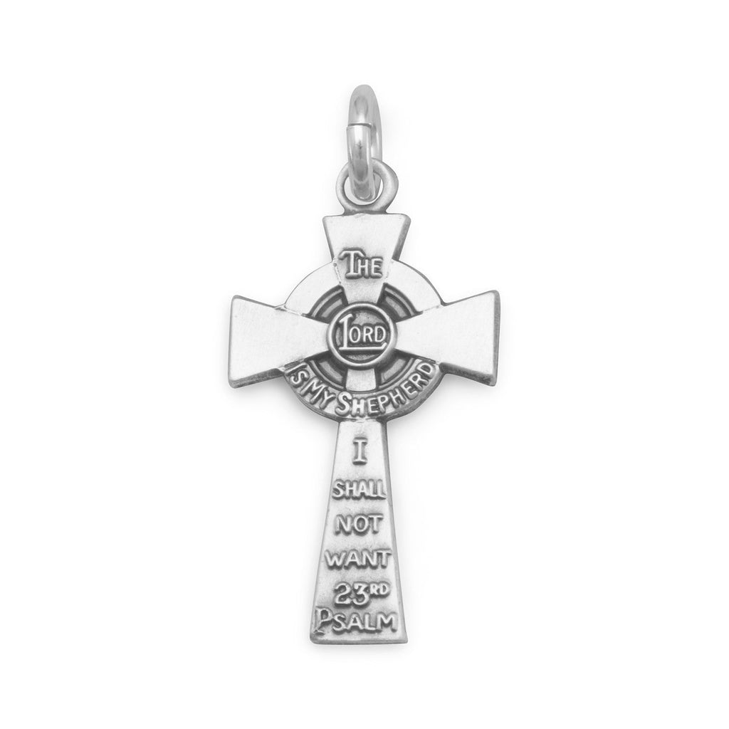 Oxidized 23rd Psalm Cross Charm