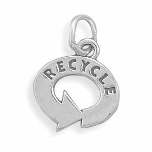 Oxidized "Recycle" Symbol Charm