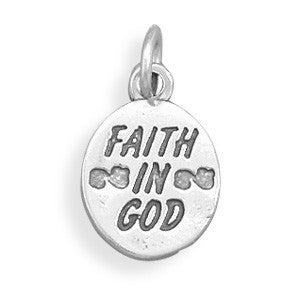 Oxidized Faith in God Charm