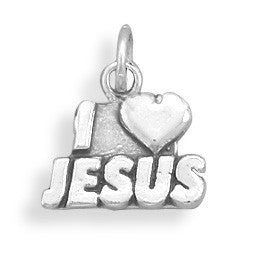 Oxidized I Love Jesus Charm