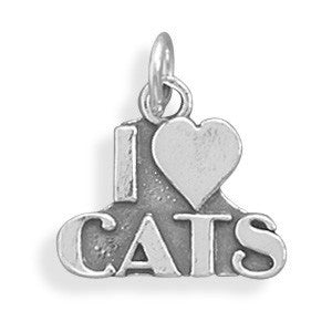 Oxidized I Love Cats Charm