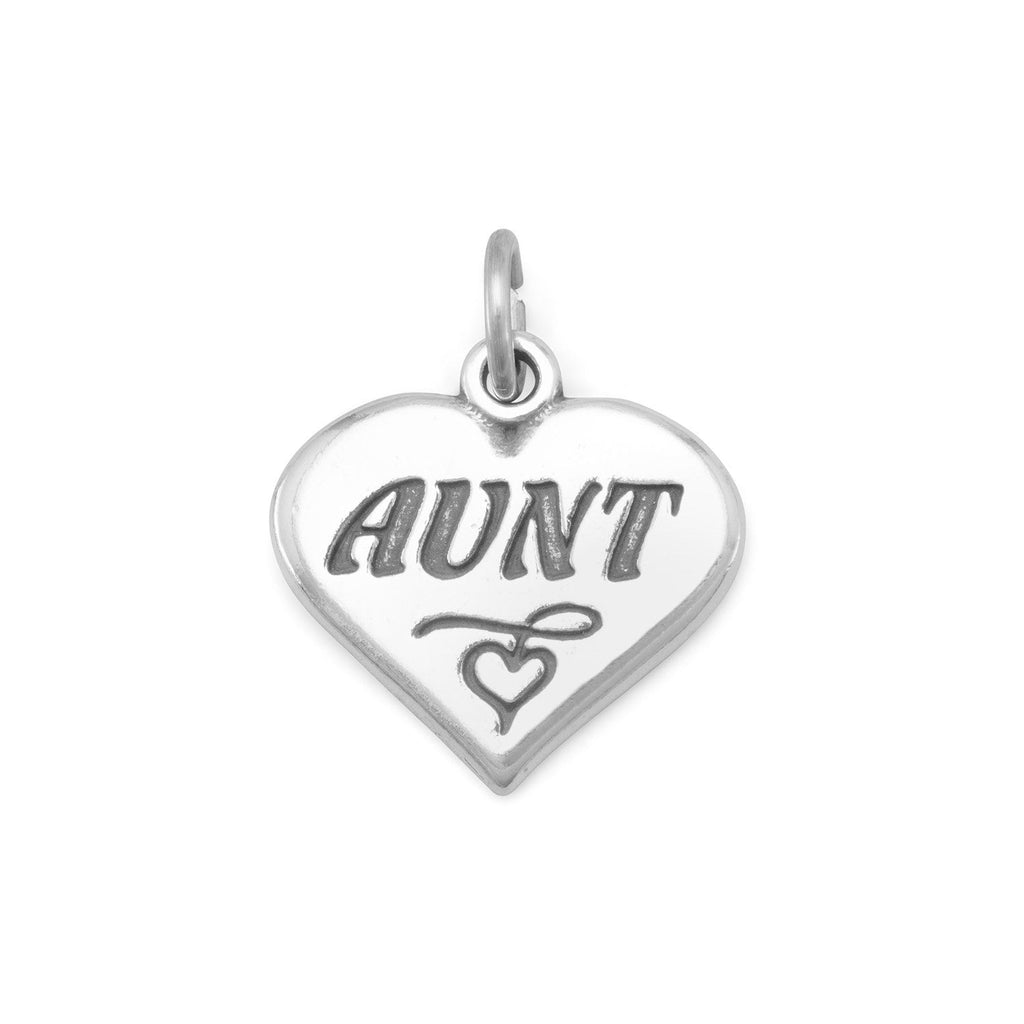 Oxidized "Aunt" Heart Charm