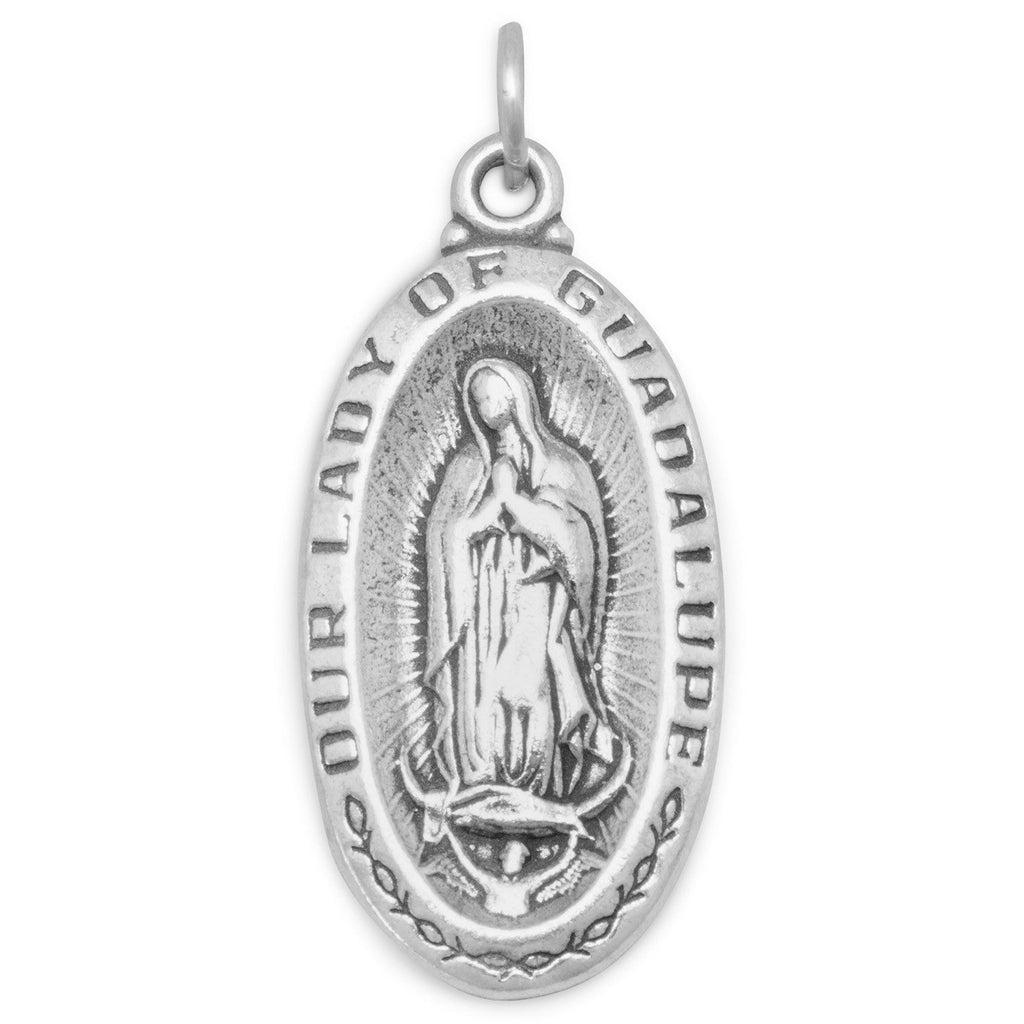 Oxidized Our Lady of Guadalupe Medallion Charm