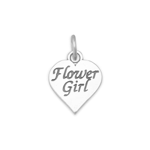 Oxidized "Flower Girl" Heart Charm