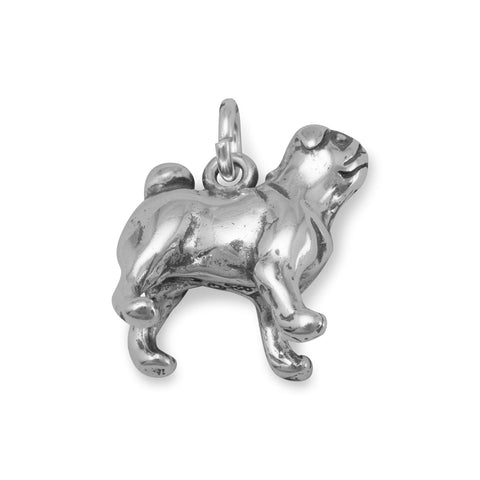 Oxidized 3D Pug Dog Charm