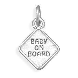 Oxidized "Baby on Board" Sign Charm