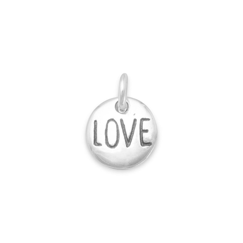 Oxidized Round "Love" Charm