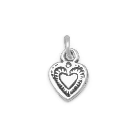 Oxidized Textured Heart Charm