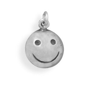 Oxidized Domed Smiley Face Charm