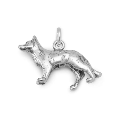 Oxidized 3D German Shepherd Dog Charm