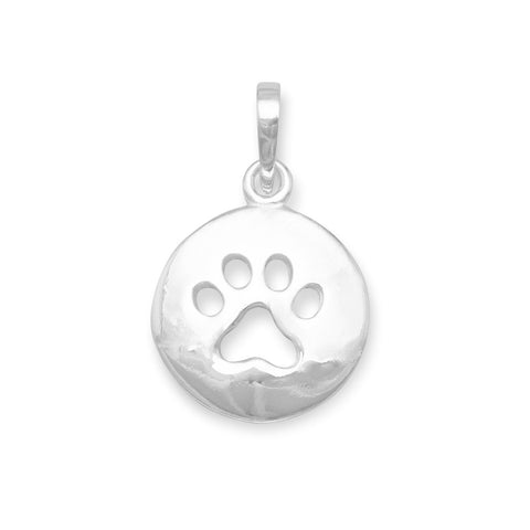 Round Cutout Paw Print Pendant