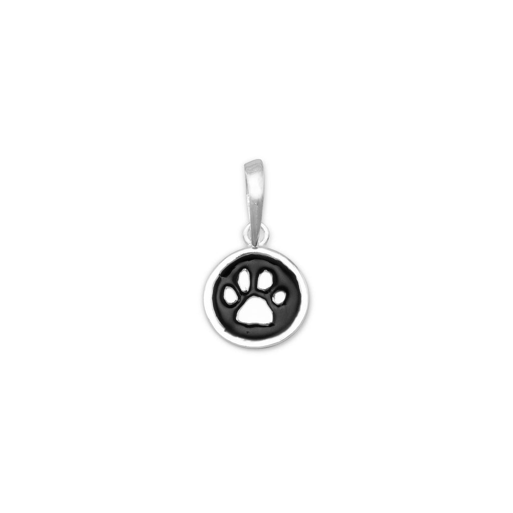 Black Enamel Paw Print Charm