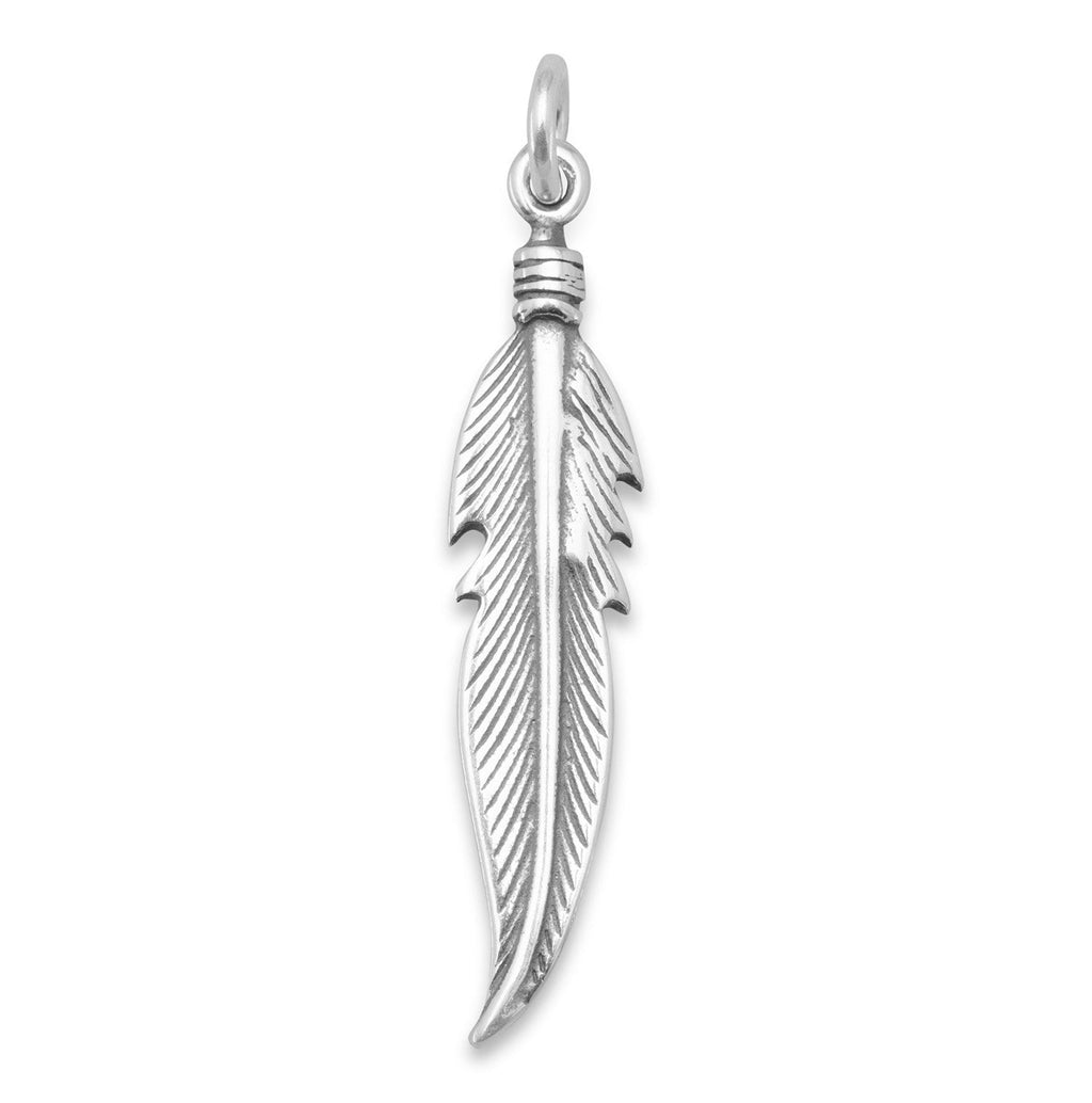 Oxidized 3D Feather Charm