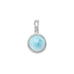 Rhodium Plated Round Larimar Pendant