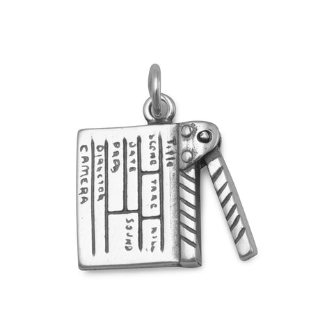 Oxidized 3D Movable Movie Clapboard Charm