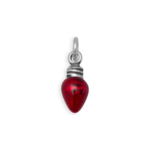 Oxidized 3D Red Enamel Christmas Light Bulb Charm