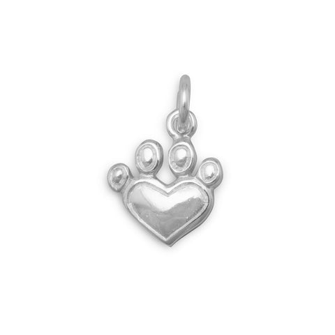 Polished Heart Paw Print Charm