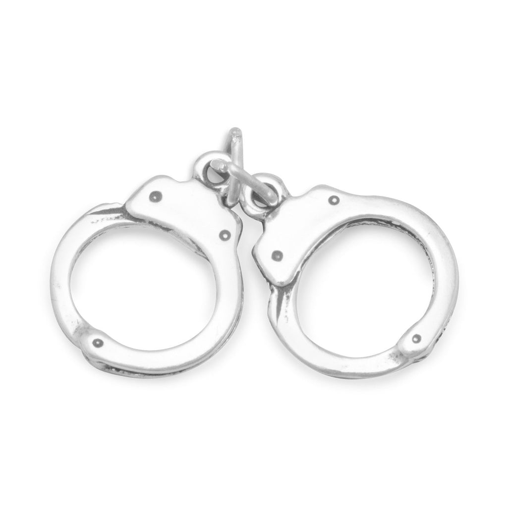 Oxidized 3D Pair of Handcuffs Charm