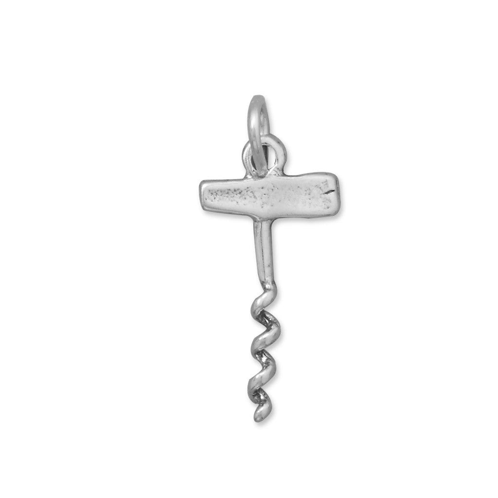 Oxidized 3D Corkscrew Charm