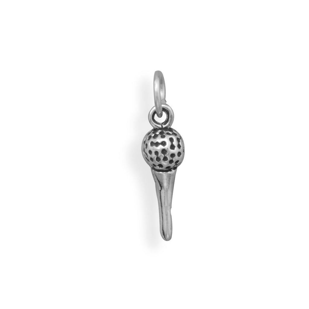 Oxidized 3D Golf Ball on Tee Charm