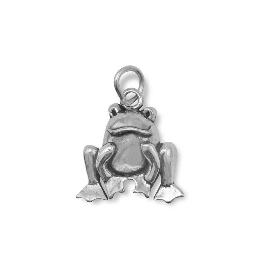 Oxidized Cute Sitting Frog Charm