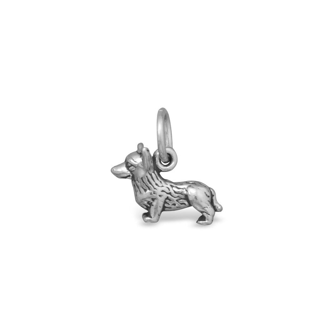 Mini Oxidized 3D Corgi Dog Charm