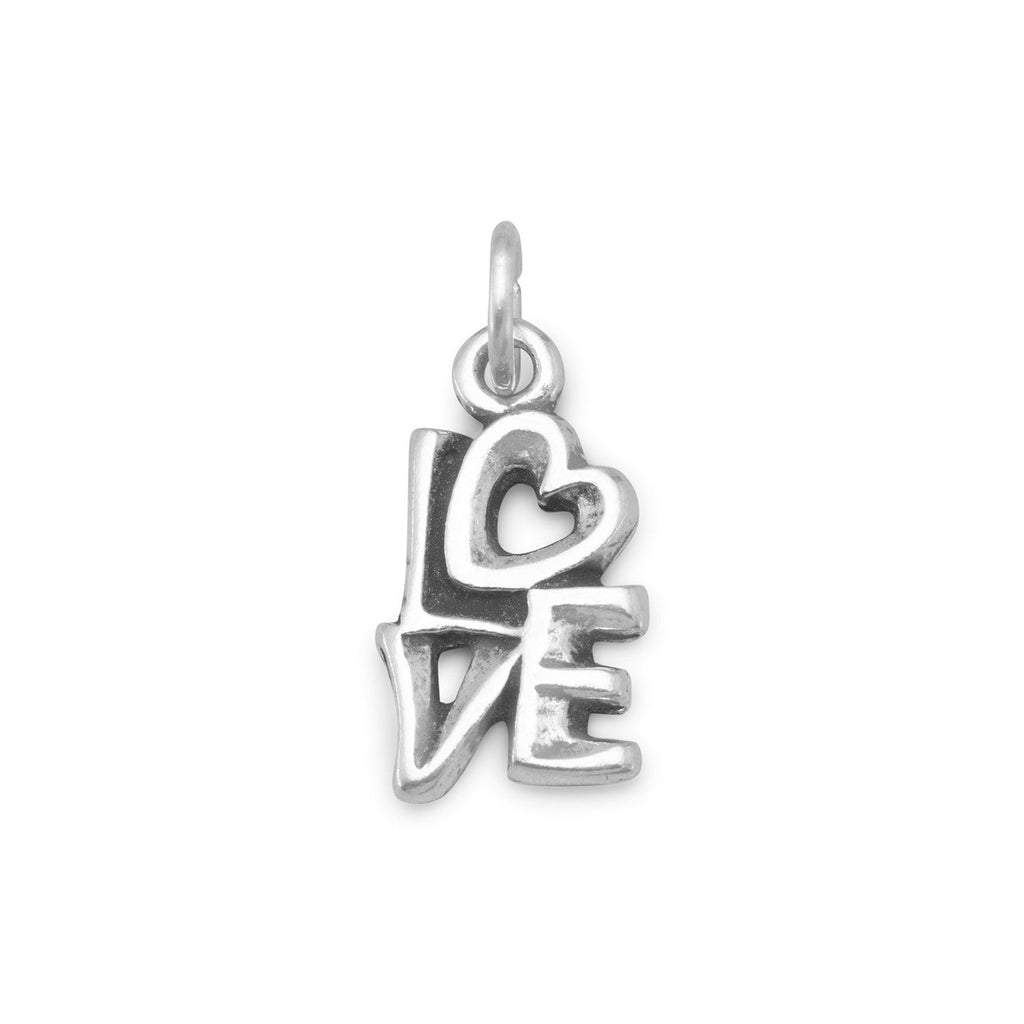 Oxidized LOVE with Heart Charm