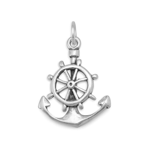 Oxidized 3D Mariners Anchor Cross Charm