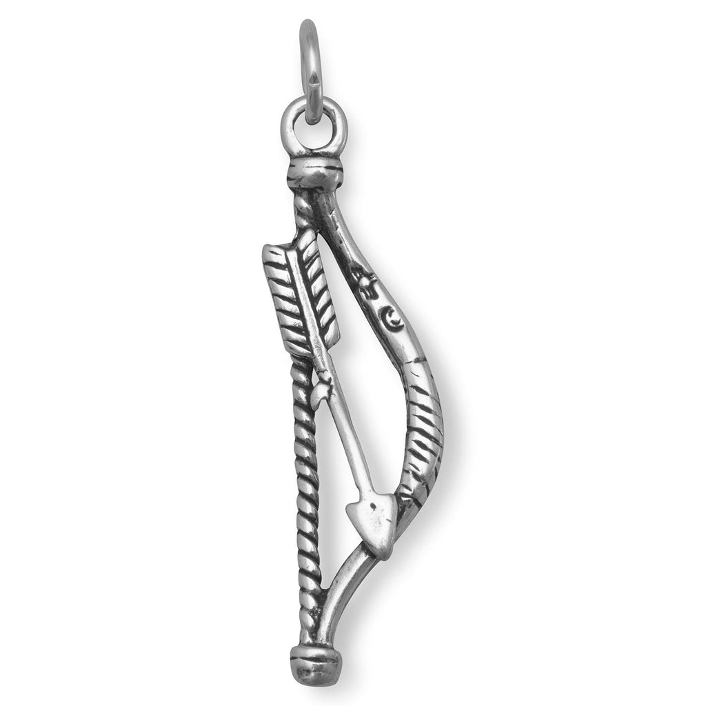 Oxidized 3D Bow and Arrow Charm